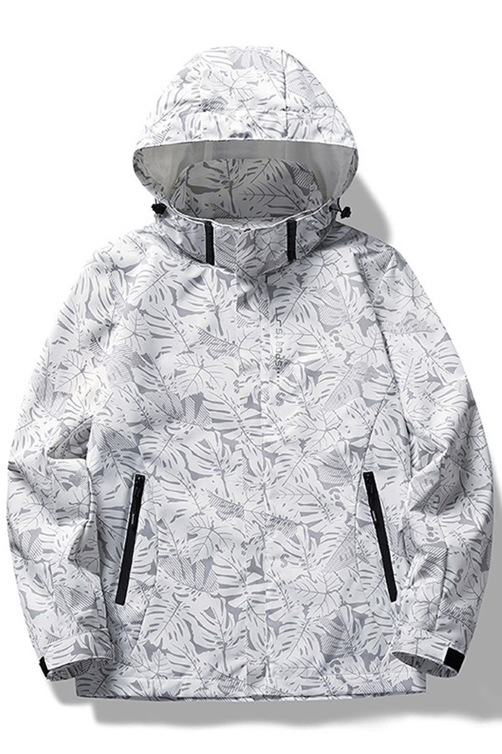Women Floral Patterned Stand Collar Neck Comfy Stretchable Velcro Cuff Easy Front Zippered Closure Winter Casual Jacket