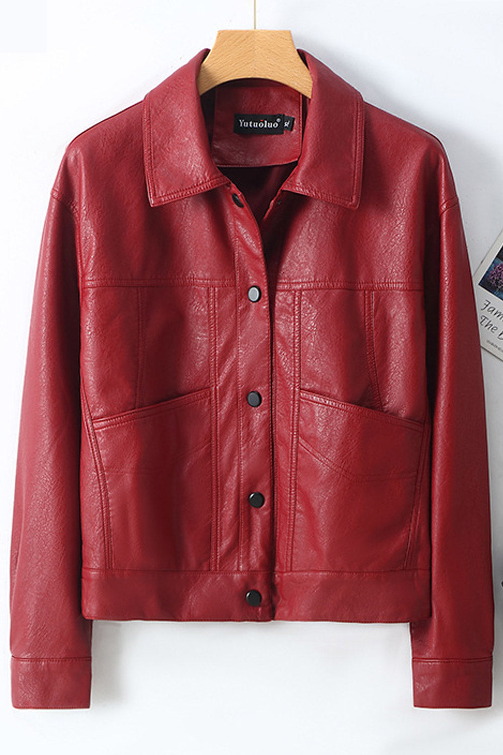 Women Decent Collar Neck Buttoned Cuff Patch Pocket & Buttoned Fastener Casual Jacket