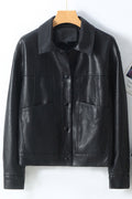 Women Decent Collar Neck Buttoned Cuff Patch Pocket & Buttoned Fastener Casual Jacket