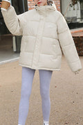 Women Decent Stand Collar Neck Stretchable Cuff & Zip Faster Slash Pocket Loose Winter Padded Jacket