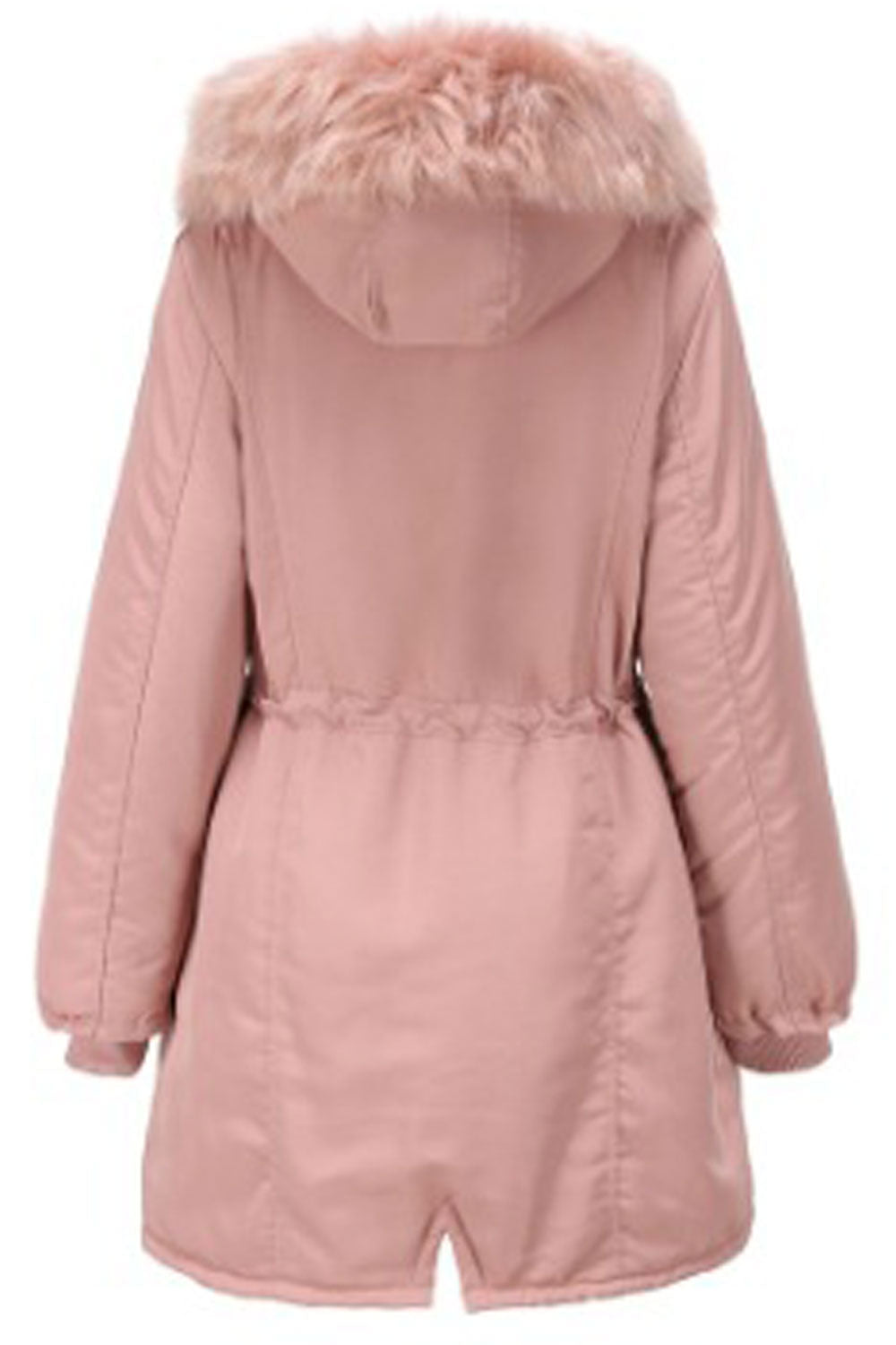 Women Fascinating Hooded Collar Neck Stretchable Cuff Drawstring Waist & Zip Fastener Side Slash Pocket Mid Length Soft Winter P