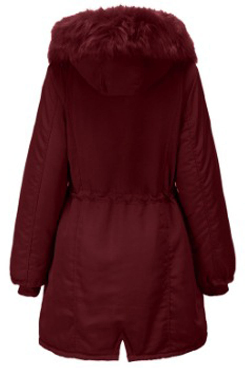 Women Fascinating Hooded Collar Neck Stretchable Cuff Drawstring Waist & Zip Fastener Side Slash Pocket Mid Length Soft Winter P
