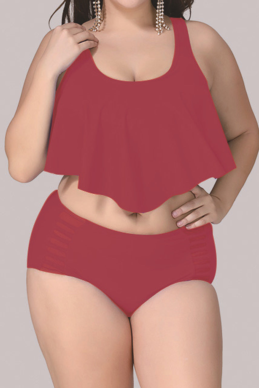 Women Amazing Solid Colored Two Piece High Waist Smooth Summer Swimwear