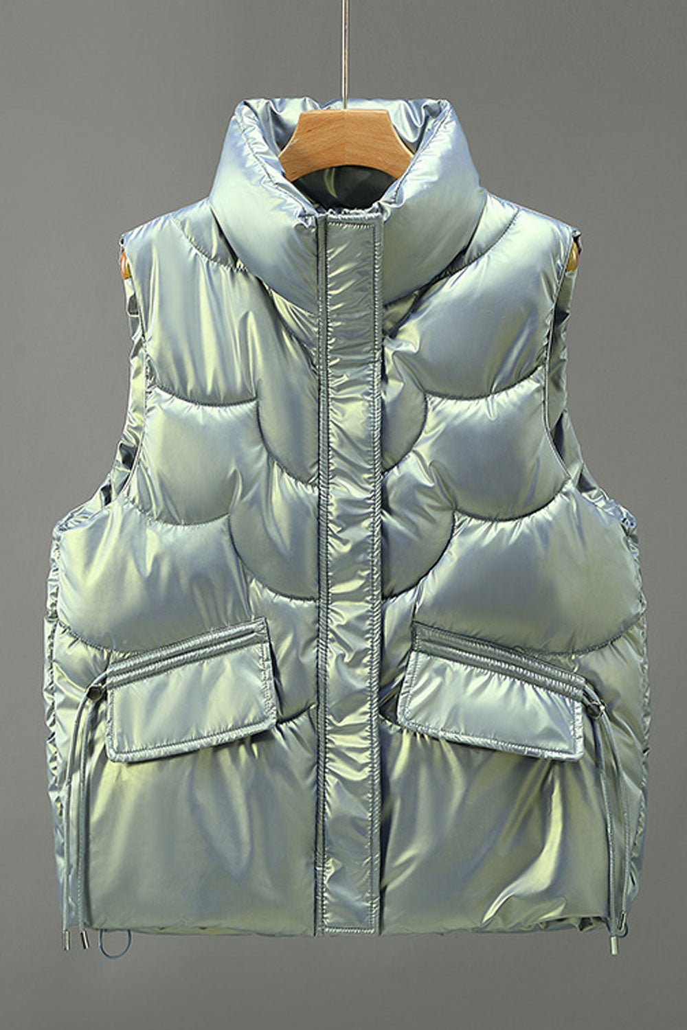 Women Big Two Front Pockets Designing Padded Winter Vest