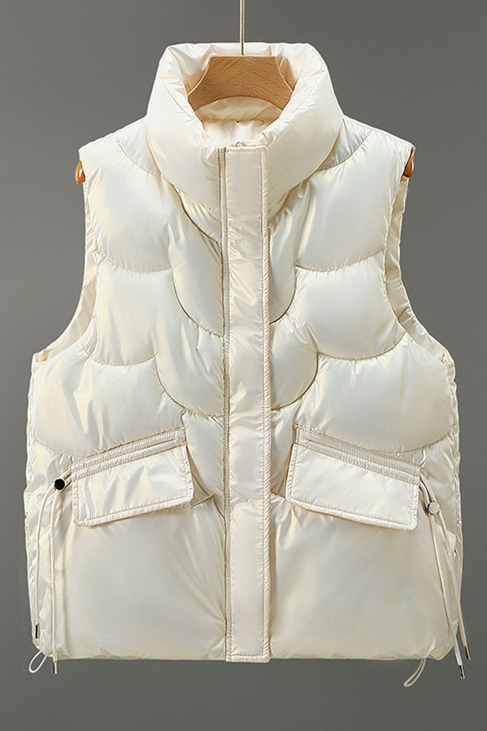 Women Big Two Front Pockets Designing Padded Winter Vest