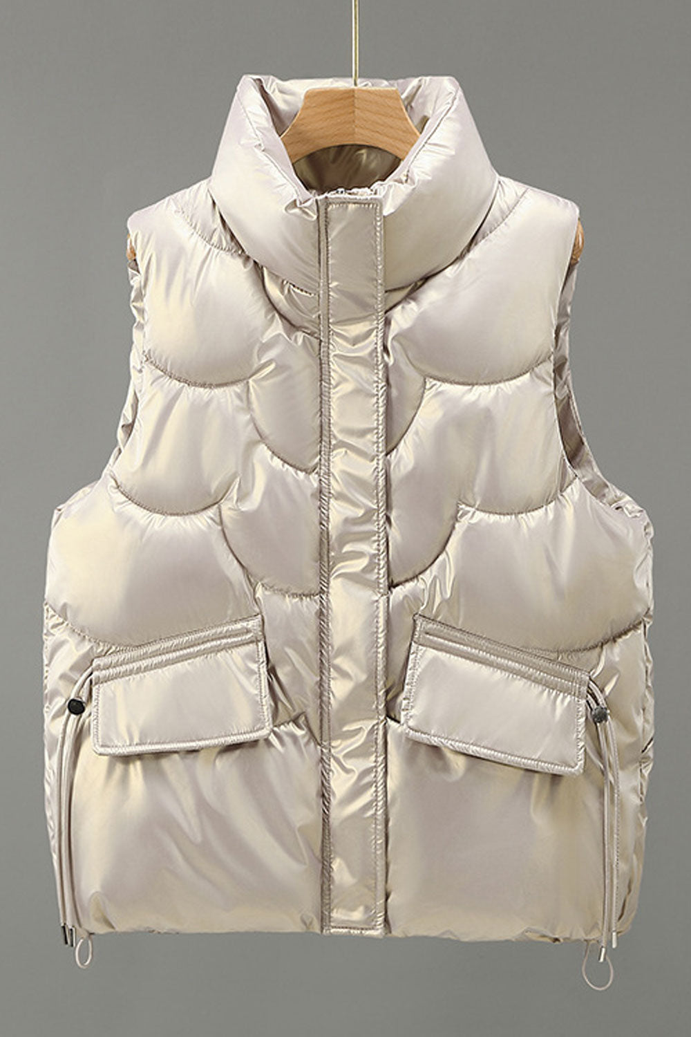 Women Big Two Front Pockets Designing Padded Winter Vest
