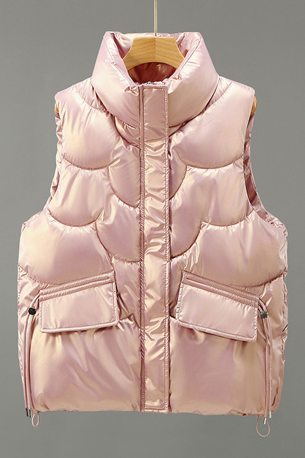 Women Big Two Front Pockets Designing Padded Winter Vest