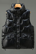 Women Big Two Front Pockets Designing Padded Winter Vest