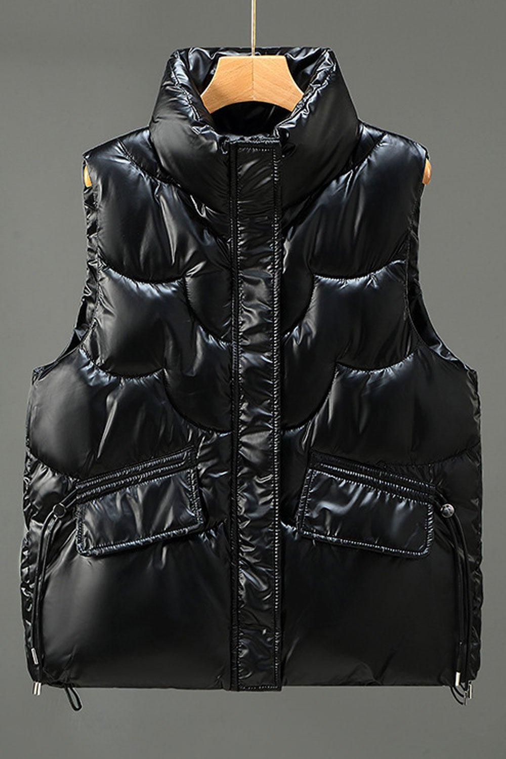 Women Big Two Front Pockets Designing Padded Winter Vest