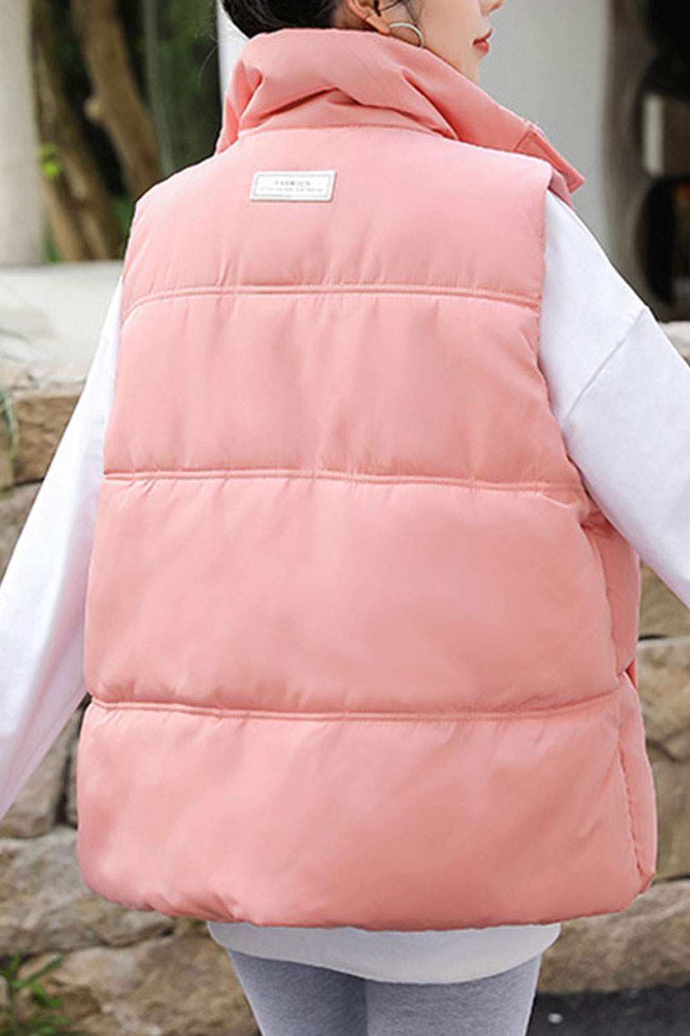 Women Hoodie Attached Small Side Zipper Style Padded Vest