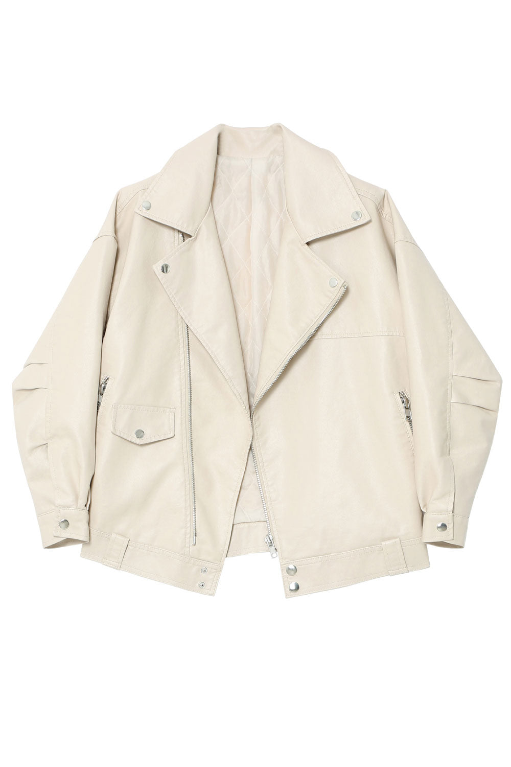 Women Winter Fashionic Solid Pattern Cross Zip Closure Comfortable Leather Jacket