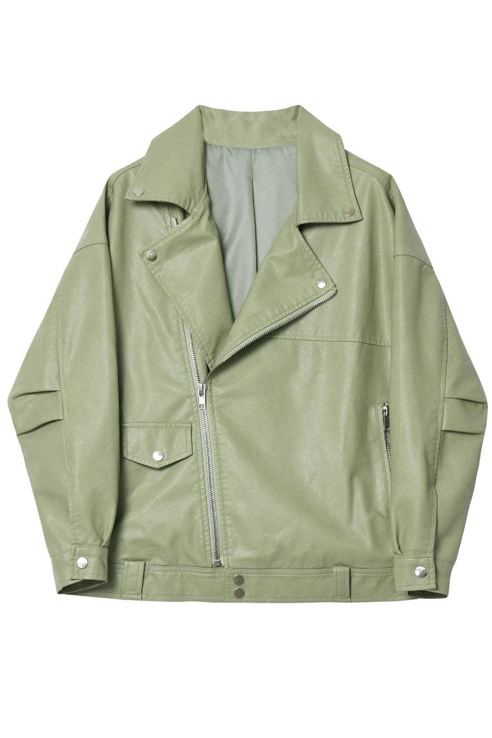 Women Winter Fashionic Solid Pattern Cross Zip Closure Comfortable Leather Jacket
