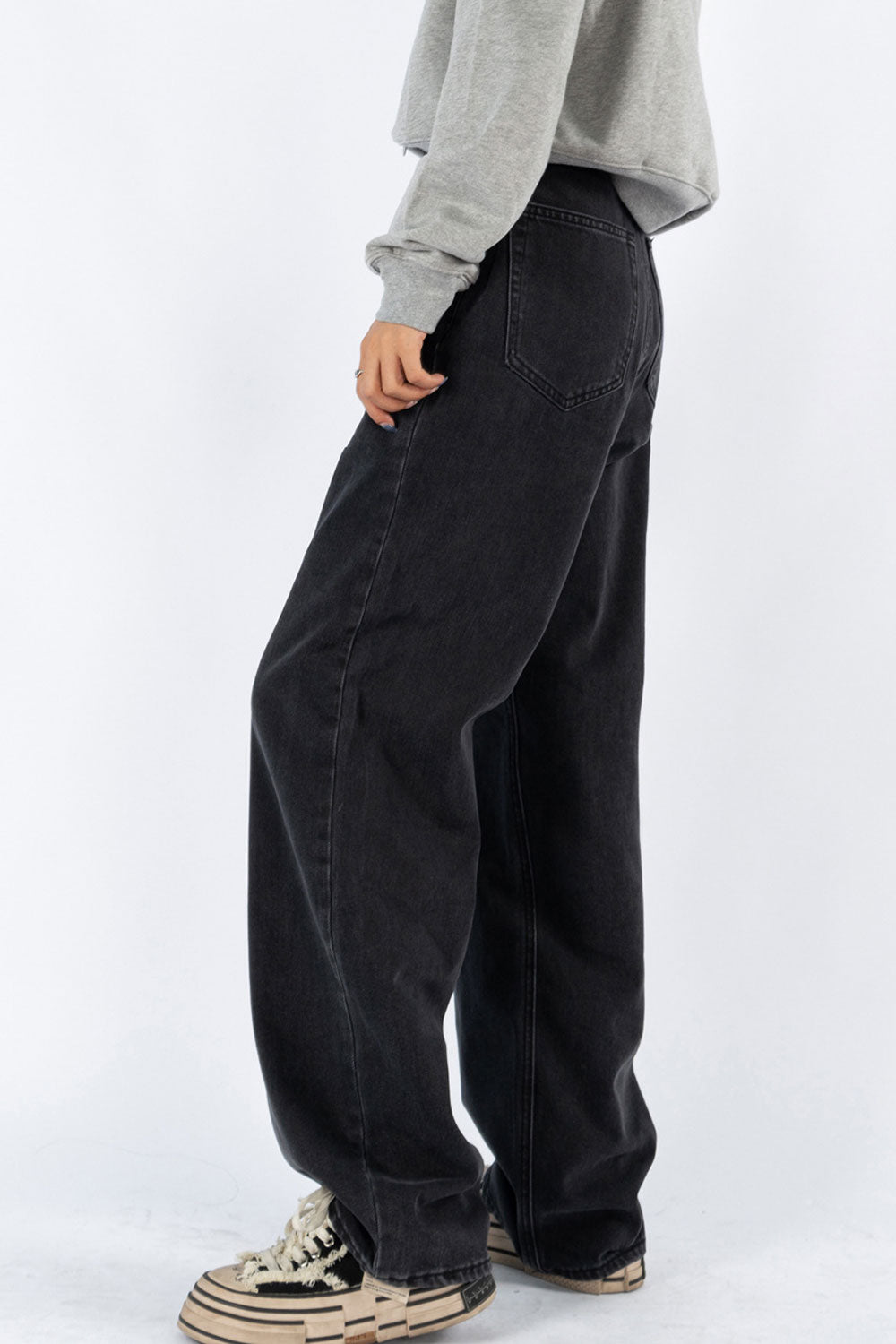 Women Trendy Button High-Waist Superb Solid Colored Thin & Durable Winter Casual Denim Jeans