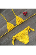 Kids Girls Ruffled Two-Piece Solid Color Summer Bikini Swimsuits