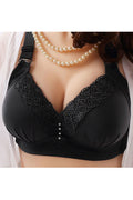 Women Plus Wire Free Lace Adjustable Push up Bra