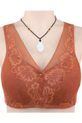 Women Plus Front Fastening Push Up Deep V Non-Wired Comfort Soft Lace Bra