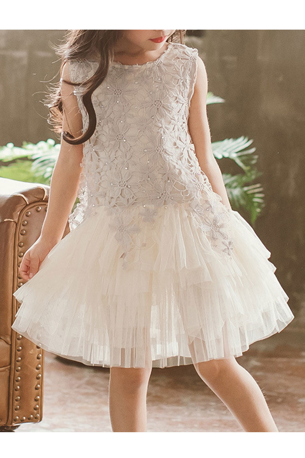 Kids Girl Skirt Lace Dance Performance Summer Dress