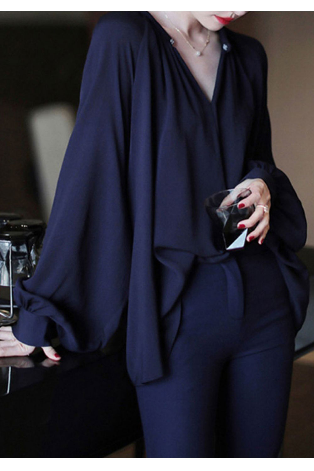 Women's Fashion French Imitation Silk Shirt Top