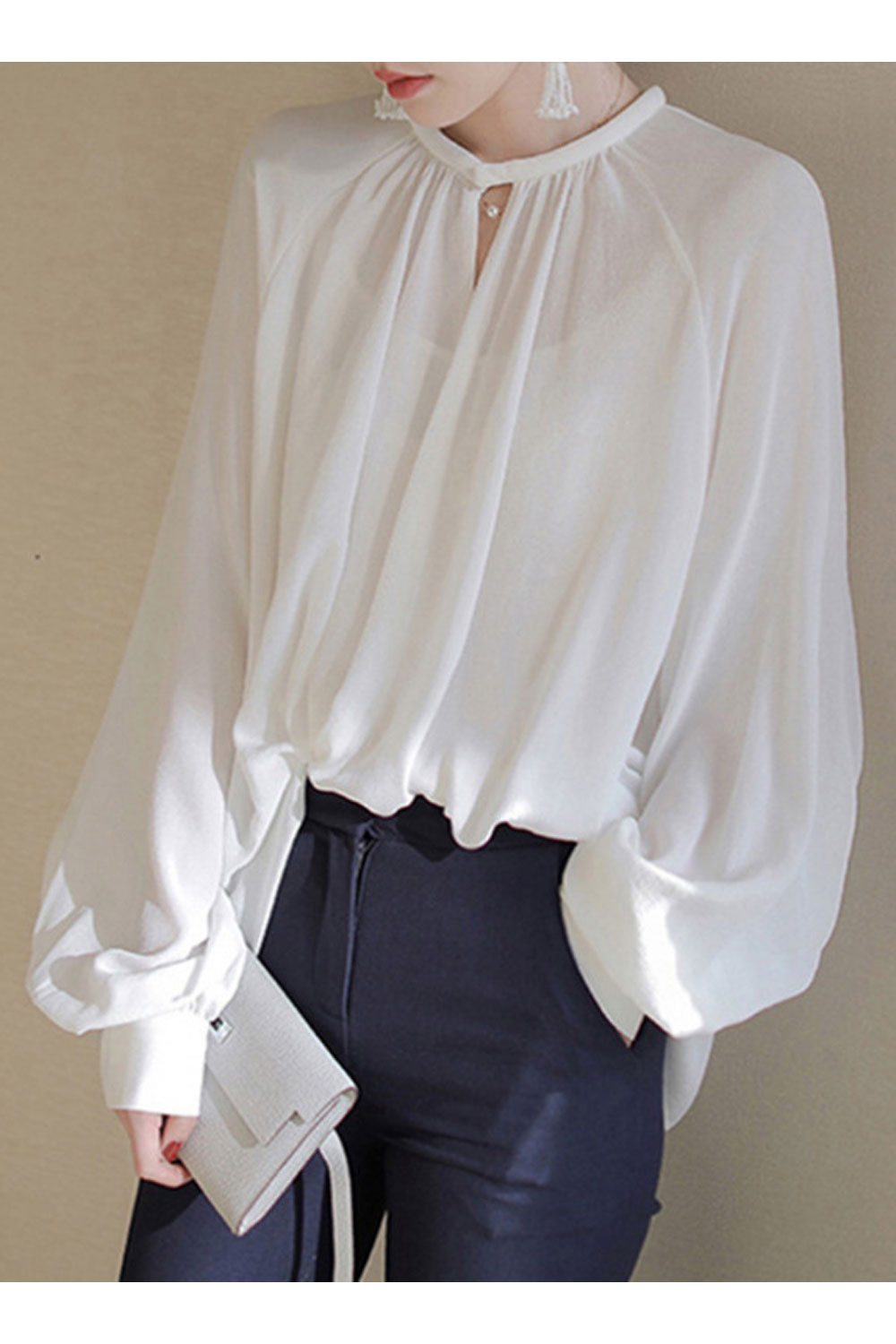 Women's Fashion French Imitation Silk Shirt Top