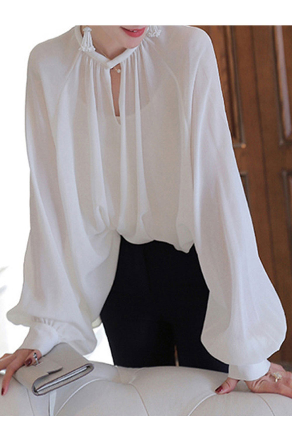 Women's Fashion French Imitation Silk Shirt Top