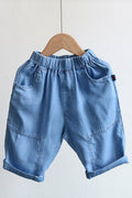 Kids Girls New Summer Tencel Denim Thin Section Cropped Shorts