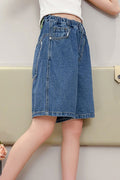 Kids Girls New Solid Color Denim Casual Five-points Summer Shorts