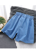 Kids Girls New Thin Denim Bowknot Embroidered Summer Shorts