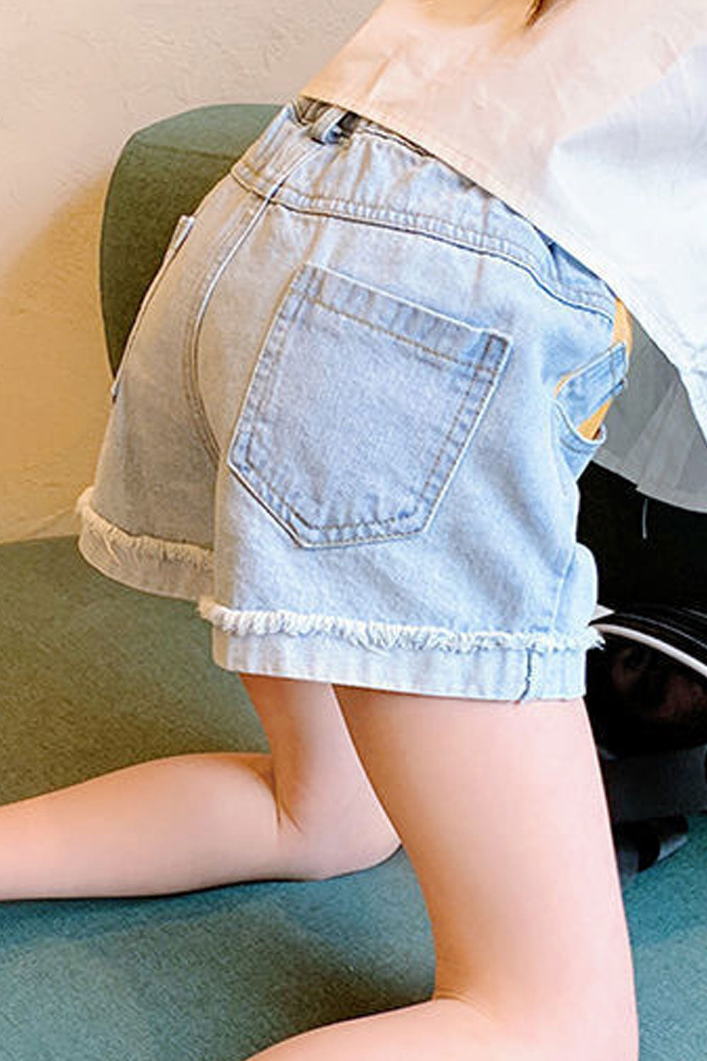 Kids Girls New Summer Denim Color Matching Loose Breathable and Comfortable Thin Shorts
