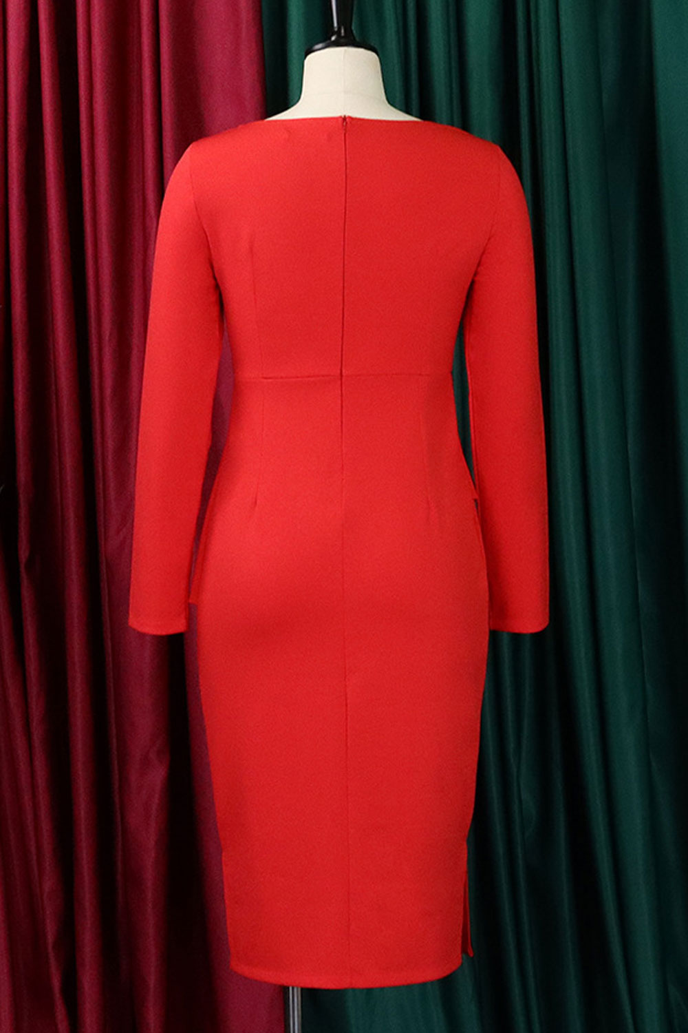 Women's Plus Slanted Collar Elegant Long Sleeve Party Dress