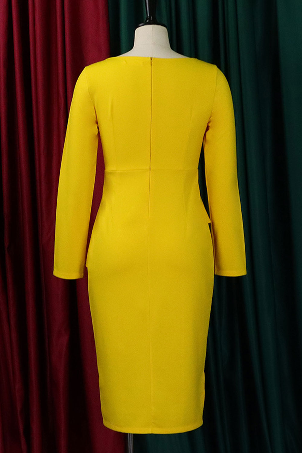 Women's Plus Slanted Collar Elegant Long Sleeve Party Dress