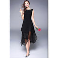 Women Long Beautiful Irregular Shape Chiffon Dress Black