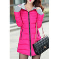 Women Zipper Closure Solid Colored Winter Thick Long Sleeve Mid Length Padded Jacket