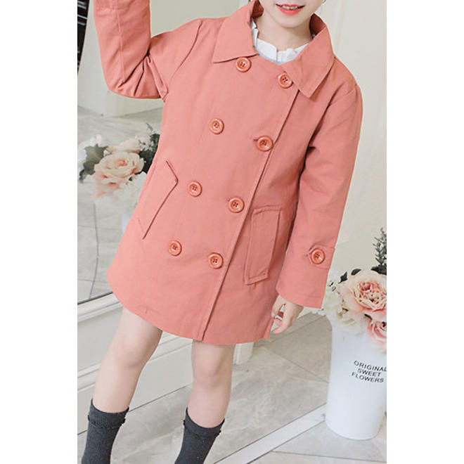 Kids Girls Solid Colored Button Down Cozy Long Sleeve Amazing Coat