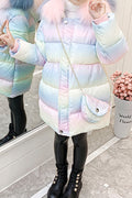 Kids Girls Thick Winter Season Long Sleeve Zipper Closure Hooded Padded Jacket