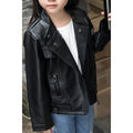 Kids Girl Long Sleeve Warm Leather Jacket