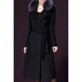 Women Elegant Slim Fit Button Closure Collar Neck Long Coat