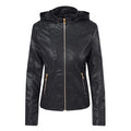 Women Winter Lattice Patter Slim Leather Jacket