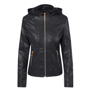Women Winter Lattice Patter Slim Leather Jacket