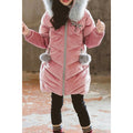 Kids Girls Long Sleeve Hair Ball Decorated Padded Jacket