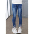 Kids Girls Relax Fit Printed Hems Adorable jeans