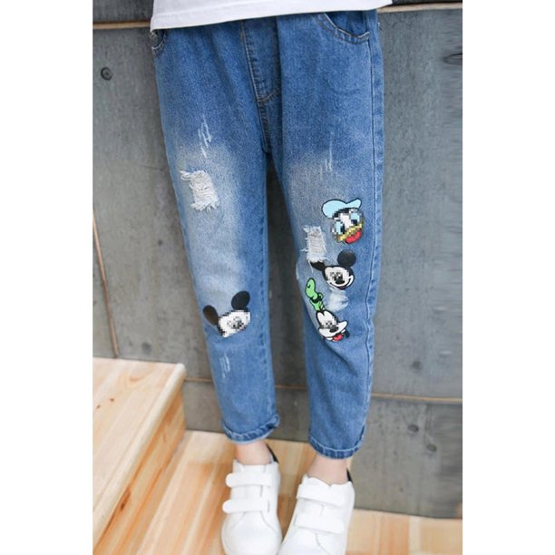 Kids Girls Cartoon Printed Stylish jeans