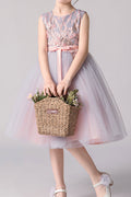 Kids Girls Princess Skirt Bow Decorated Sleeveless Dress