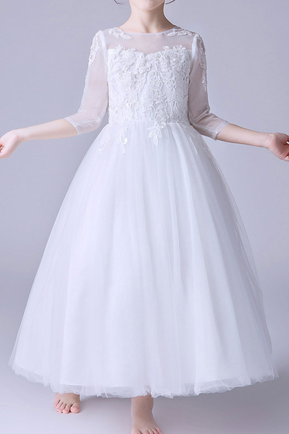Kid Girl Playful Long Skirt Wedding Dress