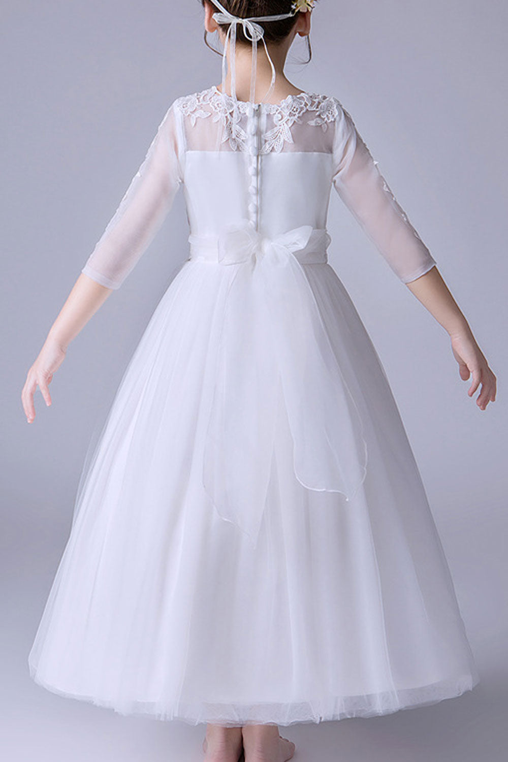 Kid Girl Playful Long Skirt Wedding Dress