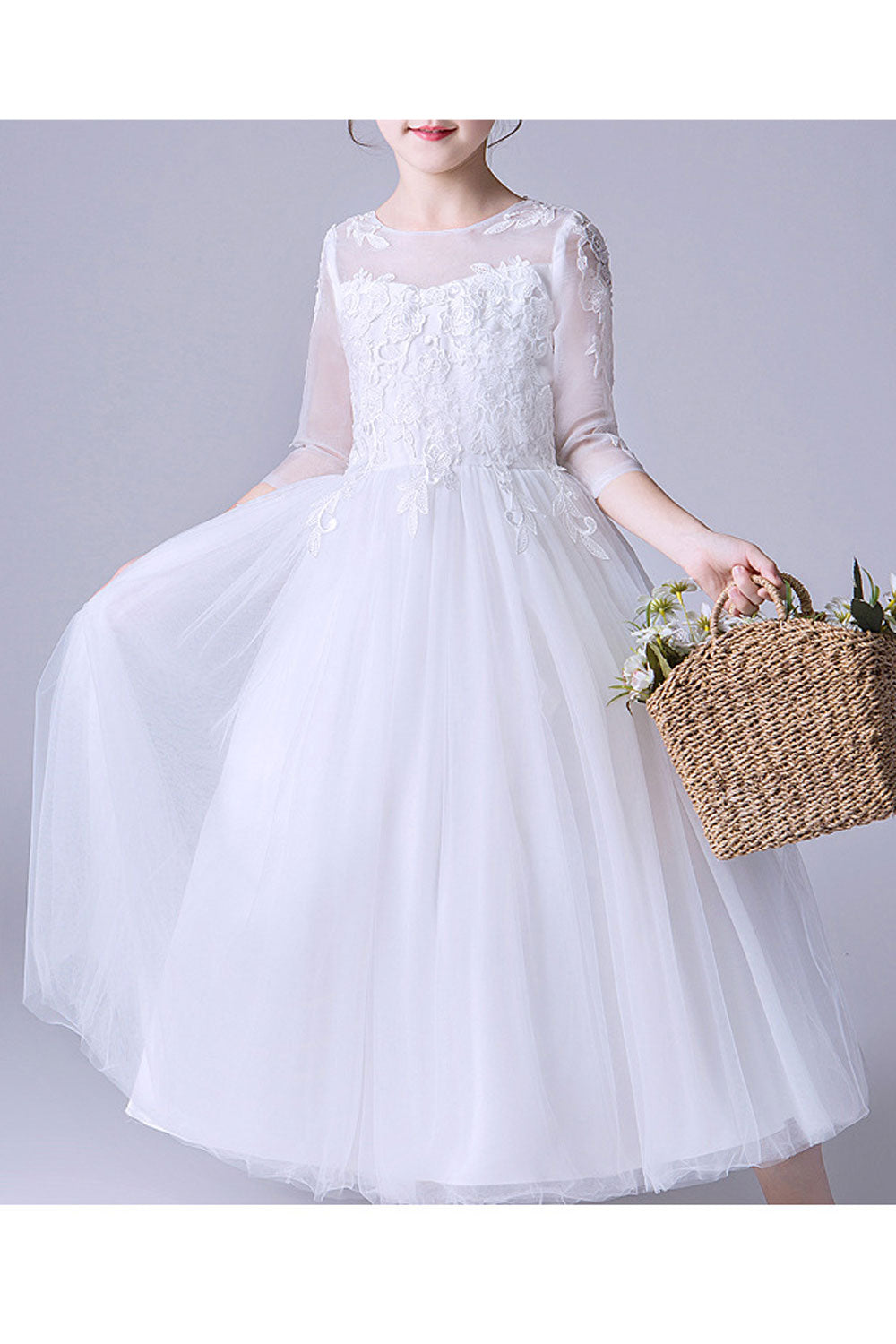 Kid Girl Playful Long Skirt Wedding Dress