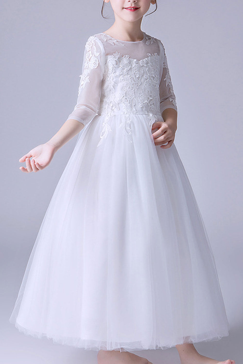 Kid Girl Playful Long Skirt Wedding Dress