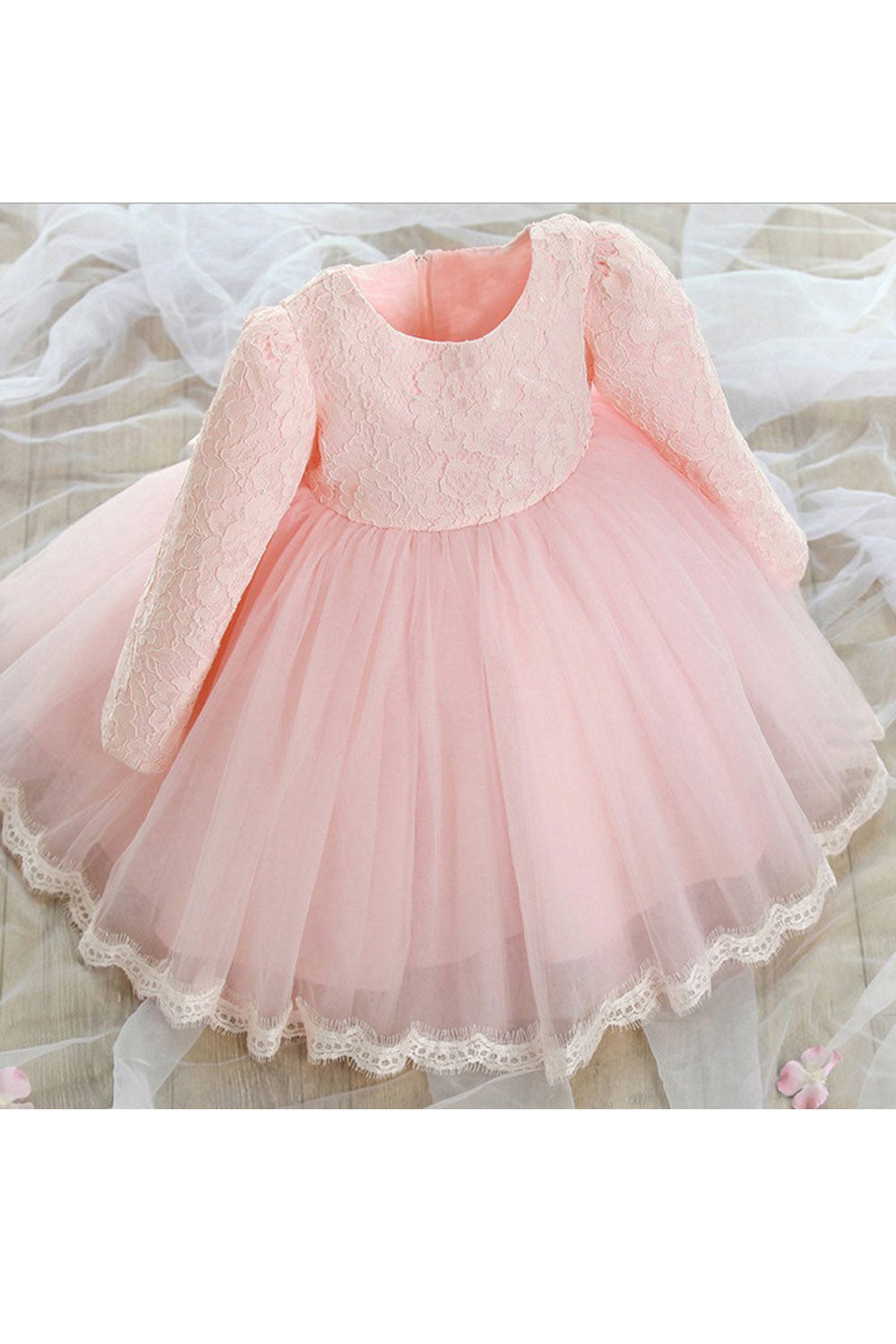 Kids Girls Round Neck Long Sleeves Dress