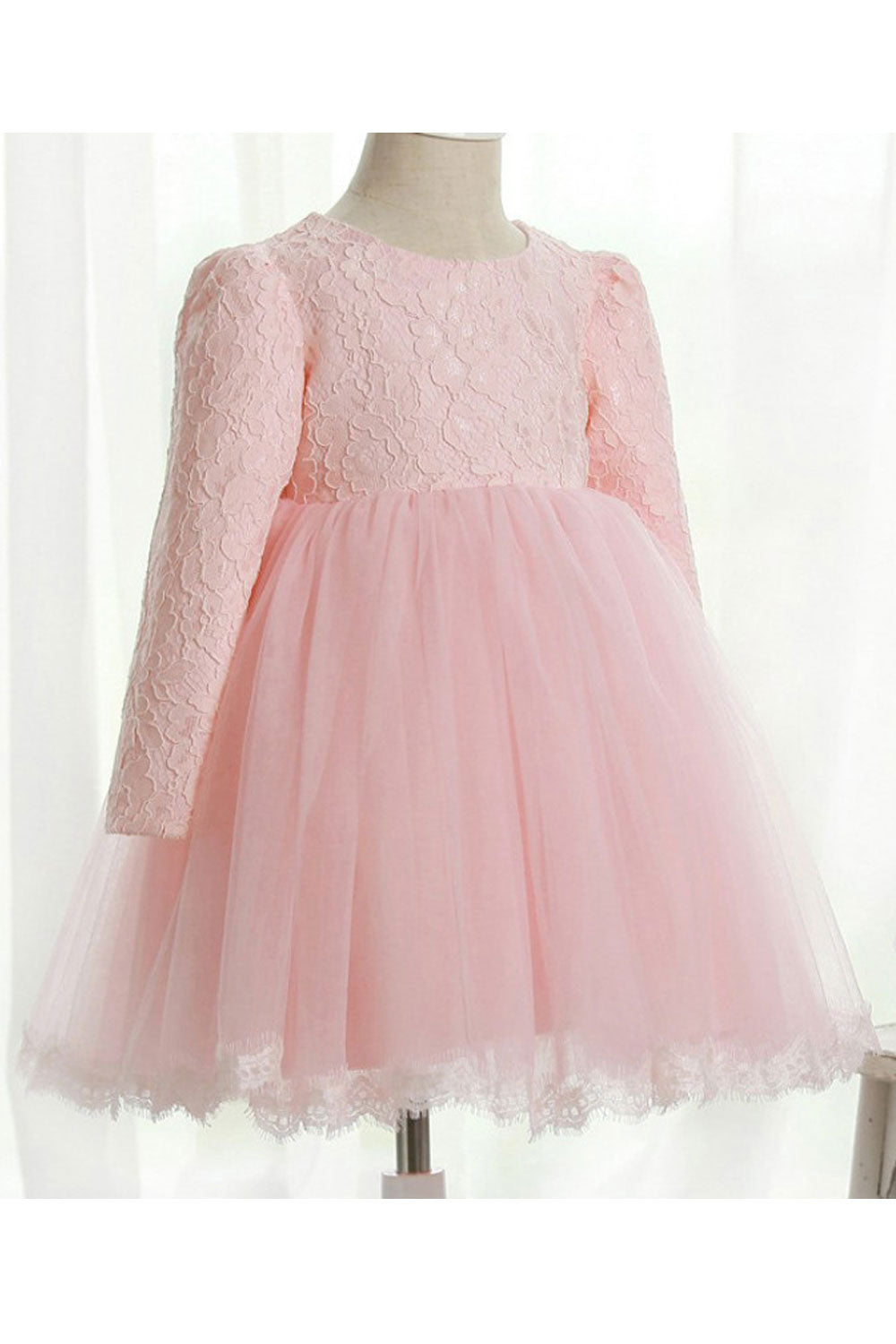 Kids Girls Round Neck Long Sleeves Dress