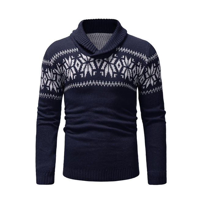 Men Classy Print Round Neck Sweater