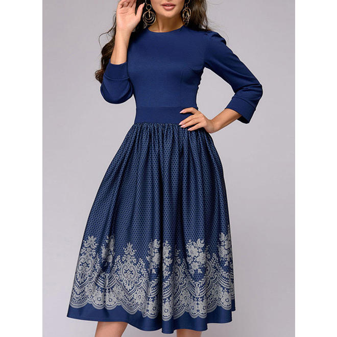 Women Fashion High Neck Pleated Dress